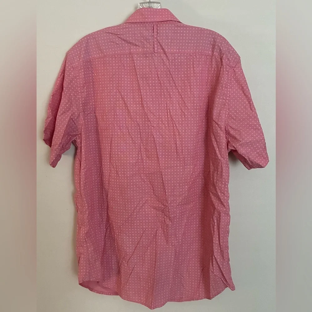 Banana Republic Men’s Pink Luxe Poplin Slim-Fit Short Sleeve Button Down; Size L